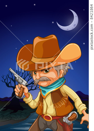 A man wearing a hat holding a gun near the river 8421864