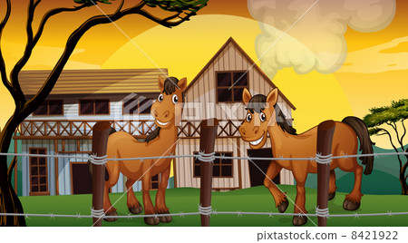 A farm with two horses A farm with two horses 8421922