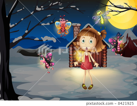 A young girl amazed by the butterflies A young girl amazed by the butterflies 8421925