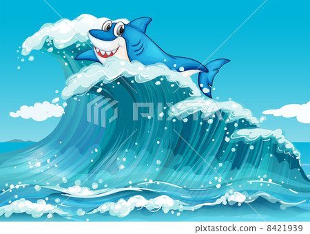 A shark above the big waves 8421939