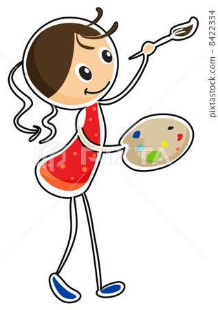 A woman holding a paint pallet and a paint brush 8422334