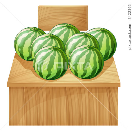 A watermelon stand with an empty wooden signboard A watermelon stand with an empty wooden signboard 8422363