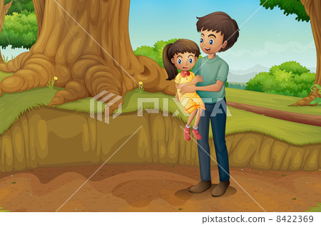 A father and his daughter at the forest A father and his daughter at the forest 8422369