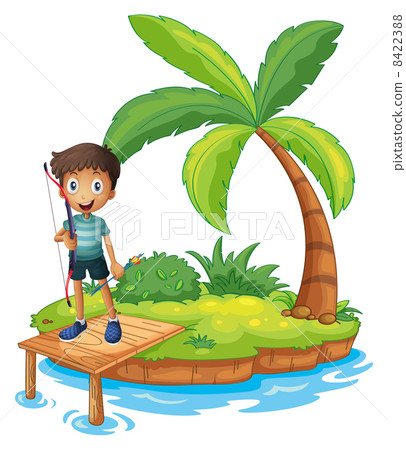 An island with a boy holding an archery 8422388