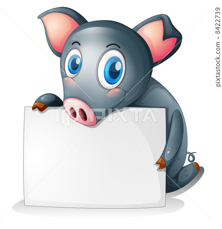 A black pig holding an empty signage 8422739