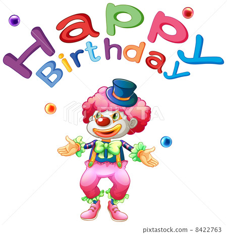 A happy birthday template with a clown 8422763