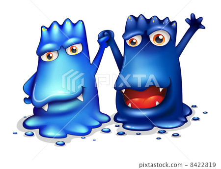 Happy blue monsters in one team 8422819