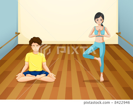 A girl and a boy exercising A girl and a boy exercising 8422946