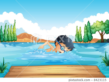 A boy practicing near the diving board A boy practicing near the diving board 8423115
