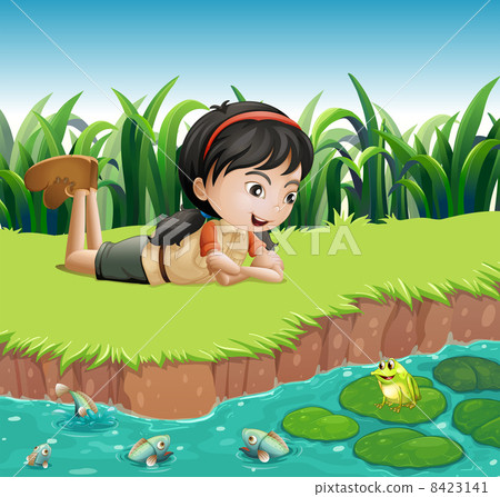 插图素材: a girl beside a pond 查看全部