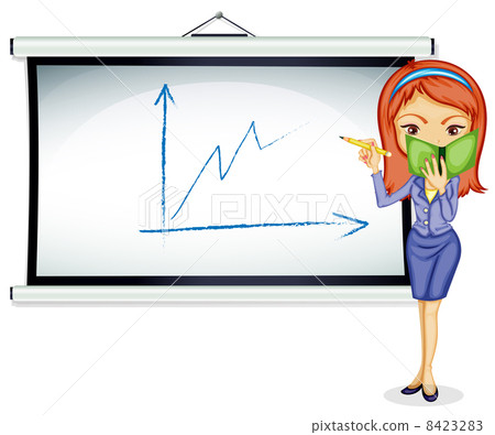 A young lady explaining a chart - Stock Illustration [8423283] - PIXTA