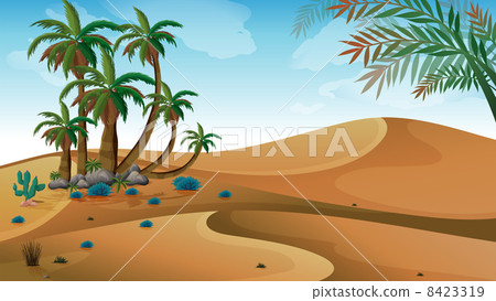 A desert with palm trees A desert with palm trees 8423319