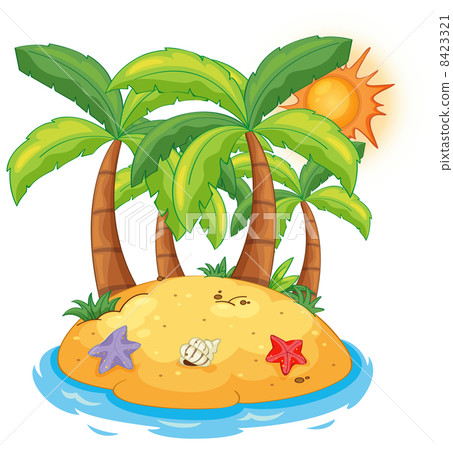 An island with coconut trees An island with coconut trees 8423321