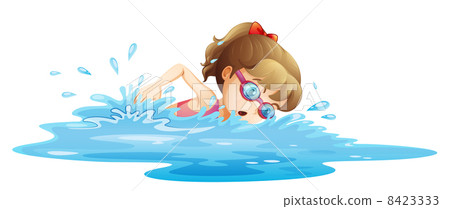 A girl wearing a pink swimwear swimming 8423333