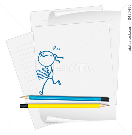 A paper with a drawing of a girl bringing books 8423493
