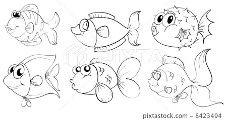 Silhouettes of fishes 8423494