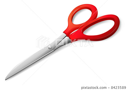 A scissor with a red handle - Stock Illustration [8423589] - PIXTA