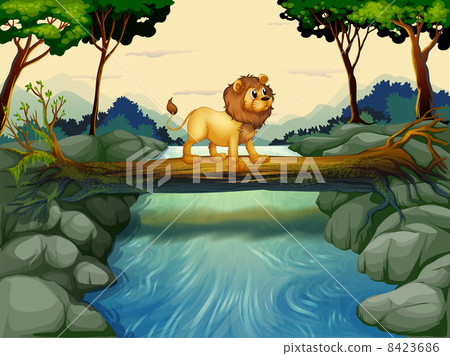 A lion crossing the river A lion crossing the river 8423686