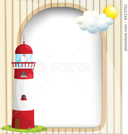 An empty template with a sun and a lighthouse 8423702