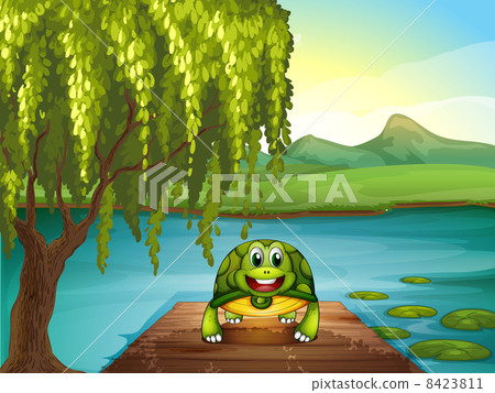 A smiling turtle along the pond A smiling turtle along the pond 8423811