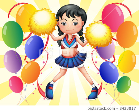 A young cheerer in the middle of the balloons A young cheerer in the middle of the balloons 8423817