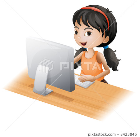 A young girl using the computer A young girl using the computer 8423846