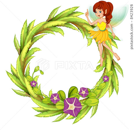 A round border with a fairy in a yellow dress A round border with a fairy in a yellow dress 8423926