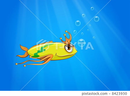A yellow fish swimming under the sea A yellow fish swimming under the sea 8423930