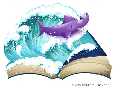 A storybook with a shark and a big wave A storybook with a shark and a big wave 8424444
