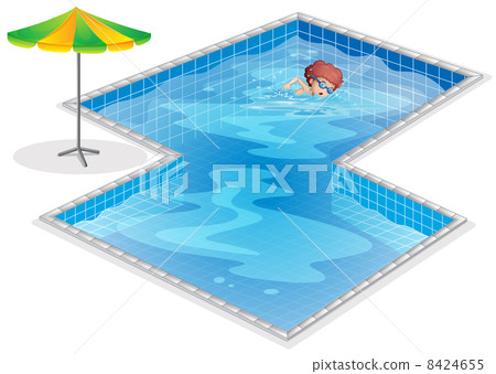 A boy practicing at the swimming pool A boy practicing at the swimming pool 8424655