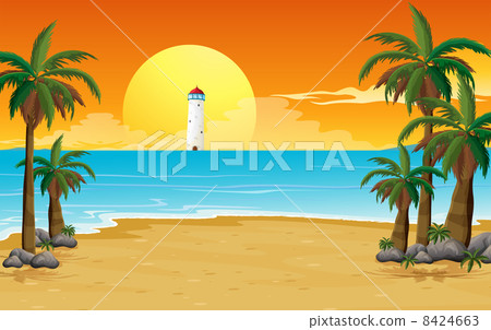 A quiet beach with a lighthouse A quiet beach with a lighthouse 8424663