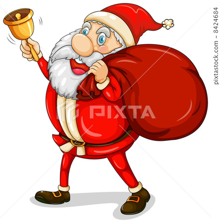 图库插图: santa claus with his sack full of gifts