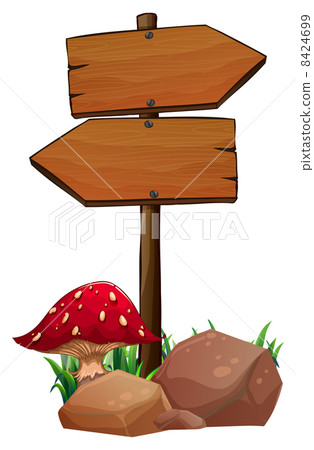 A red mushroom near the wooden arrowboards 8424699