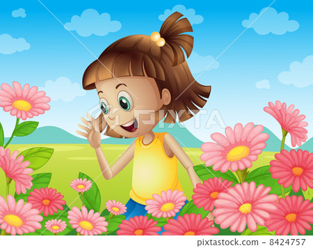 A happy young girl smiling at the garden A happy young girl smiling at the garden 8424757