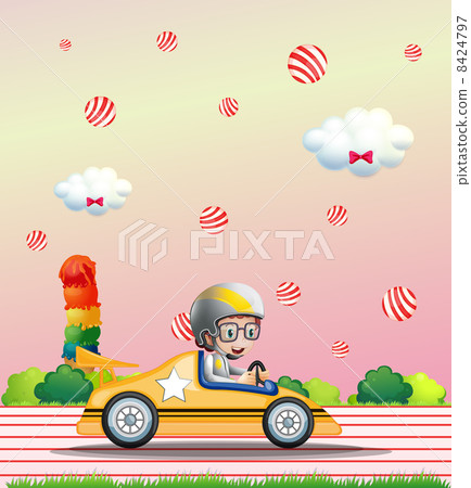 A boy riding on a car A boy riding on a car 8424797
