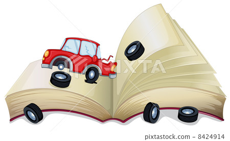 An open storybook with a broken car An open storybook with a broken car 8424914