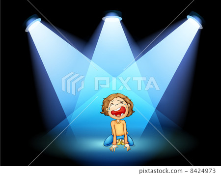 A girl crying in the middle of the stage with spotlights 8424973