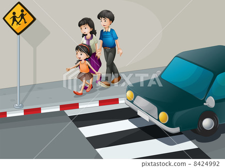 A family walking at the street A family walking at the street 8424992