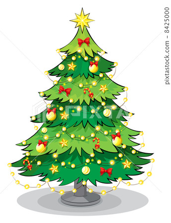 A green christmas tree with sparkling lights A green christmas tree with sparkling lights 8425000