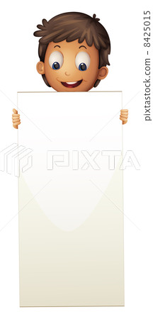 A boy standing with an empty cardboard - Stock Illustration [8425015 ...