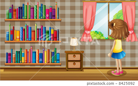 A girl inside the house with a collection of books A girl inside the house with a collection of books 8425092