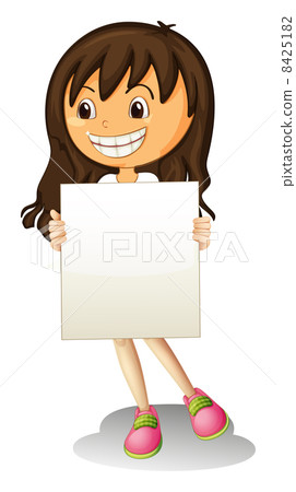 A happy girl holding an empty signage - Stock Illustration [8425182 ...