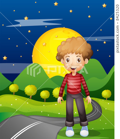 A man in the street wearing a stripe sweatshirt 8425320