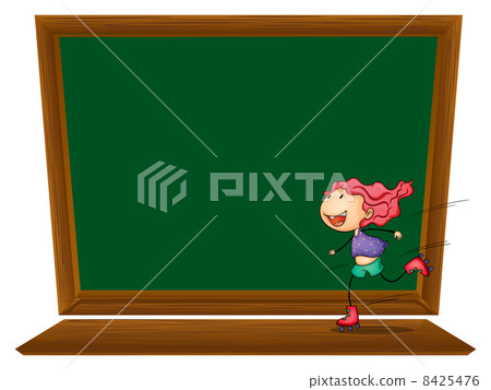 A blackboard with a girl skating A blackboard with a girl skating 8425476
