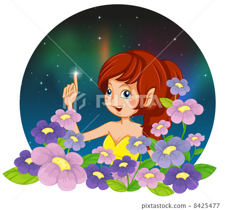 A girl and the flowers 8425477