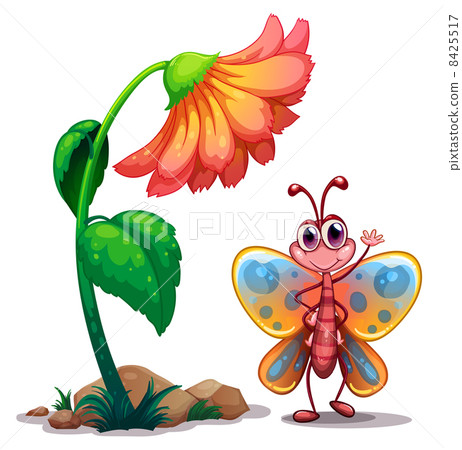 A giant flower beside a colorful butterfly 8425517