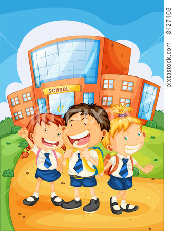 Kids in front of school Kids in front of school 8427408