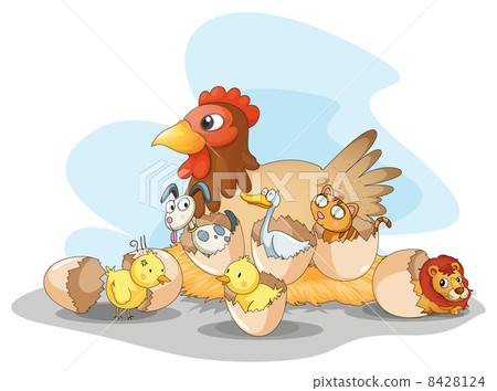 Hen and animals Hen and animals 8428124