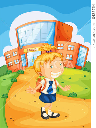 girl infront of school 8428764