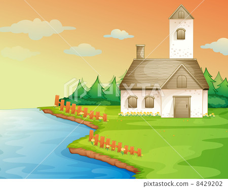 a house on the bank. a house on the bank. 8429202